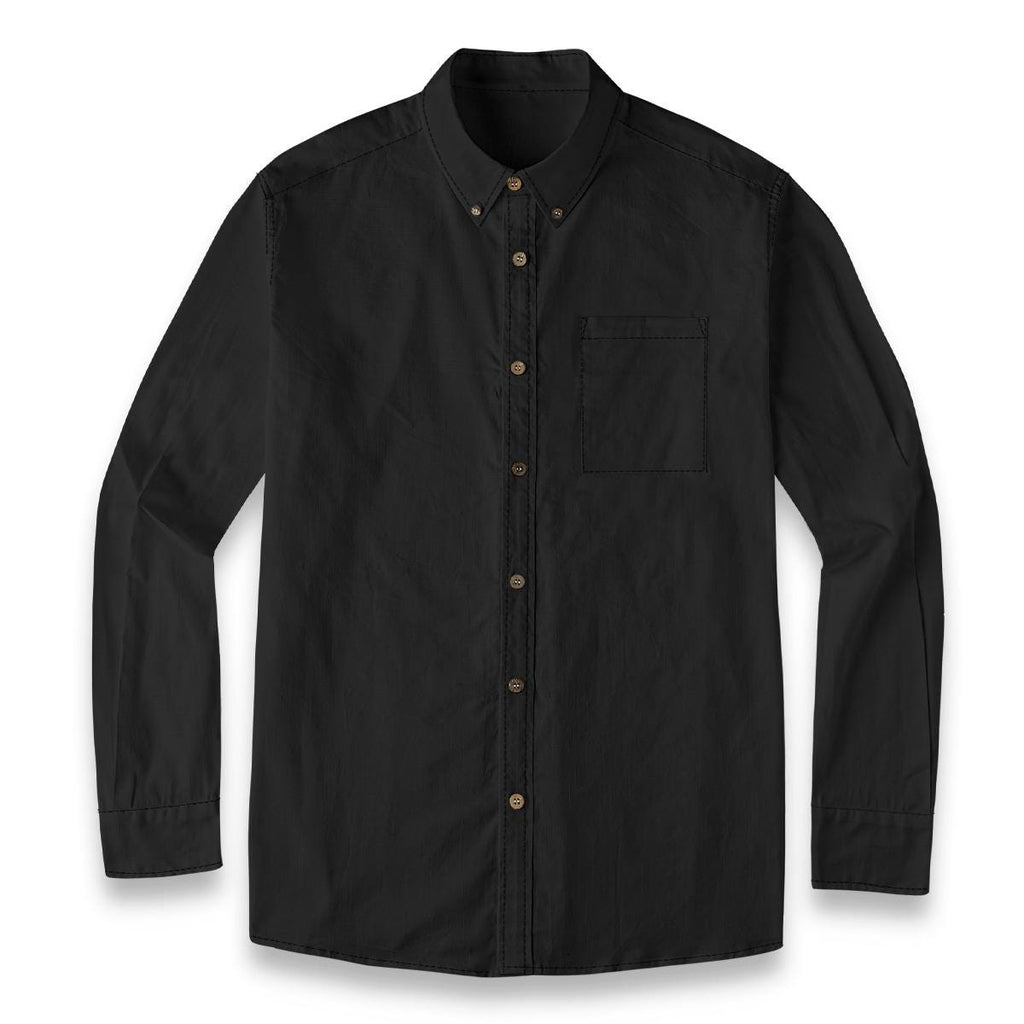 ByZaynCo men's black slub cotton long-sleeve shirt — product view 11