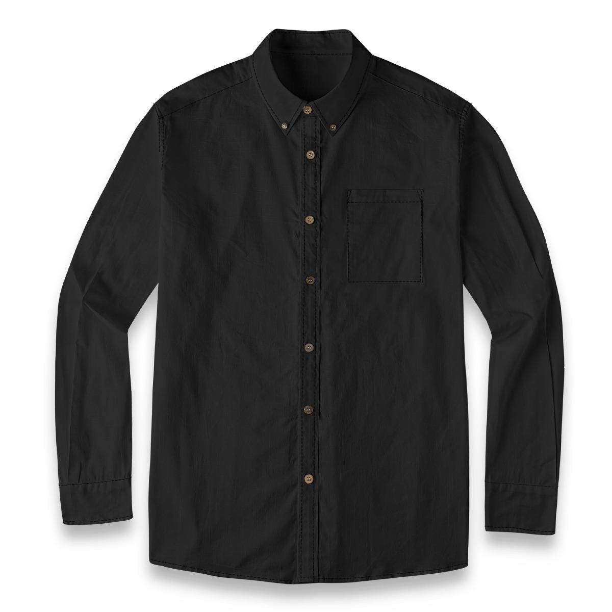ByZaynCo men's black slub cotton long-sleeve shirt — product view 11