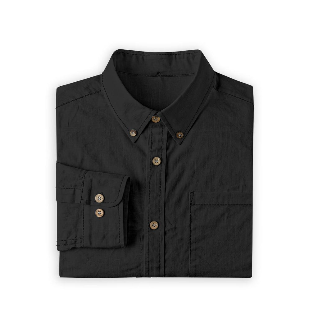 ByZaynCo men's black slub cotton long-sleeve shirt — product view 15