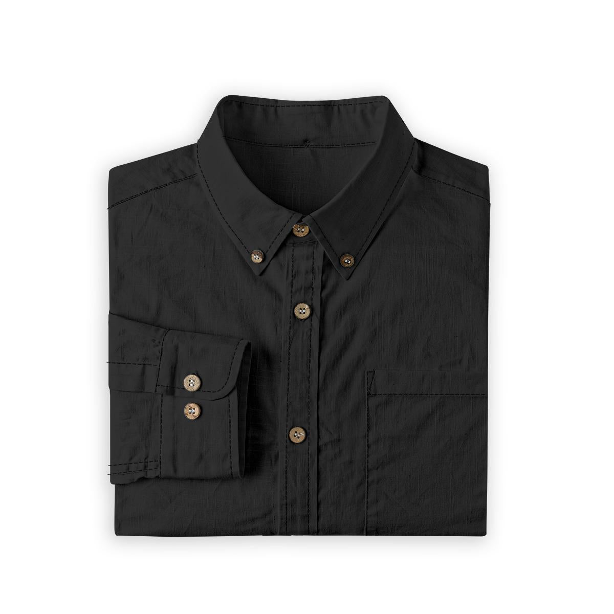 ByZaynCo men's black slub cotton long-sleeve shirt — product view 15
