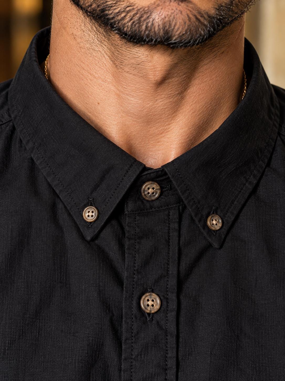 ByZaynCo men's black slub cotton short-sleeve shirt — product view 1