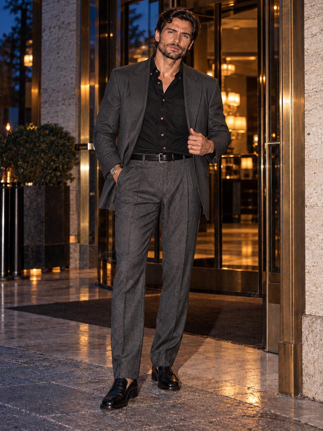 ByZaynCo men's black slub cotton short-sleeve shirt — product view 6