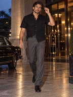 ByZaynCo men's black slub cotton short-sleeve shirt — product view 7