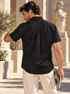 ByZaynCo men's black slub cotton short-sleeve shirt — product view 9