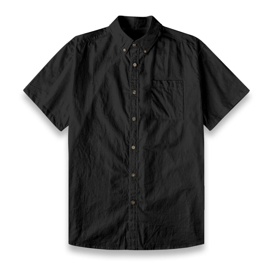 ByZaynCo men's black slub cotton short-sleeve shirt — product view 15