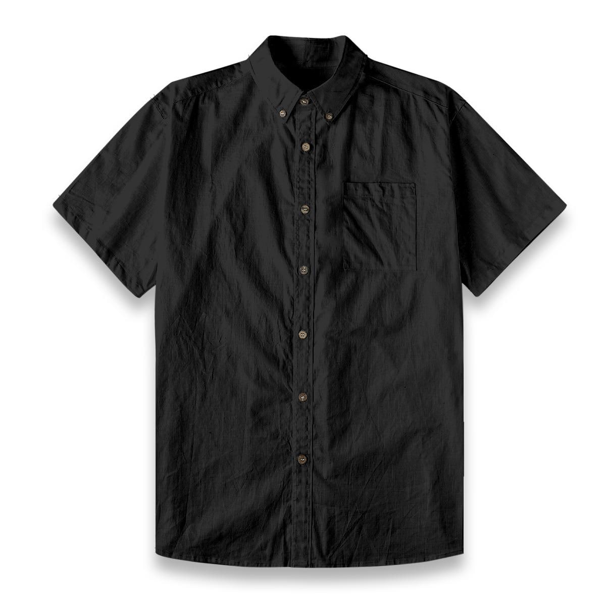 ByZaynCo men's black slub cotton short-sleeve shirt — product view 15
