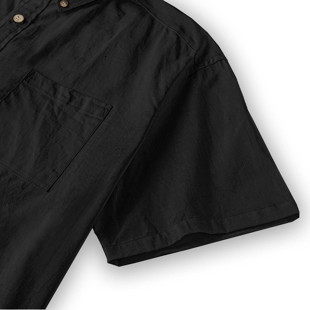 ByZaynCo men's black slub cotton short-sleeve shirt — product view 17
