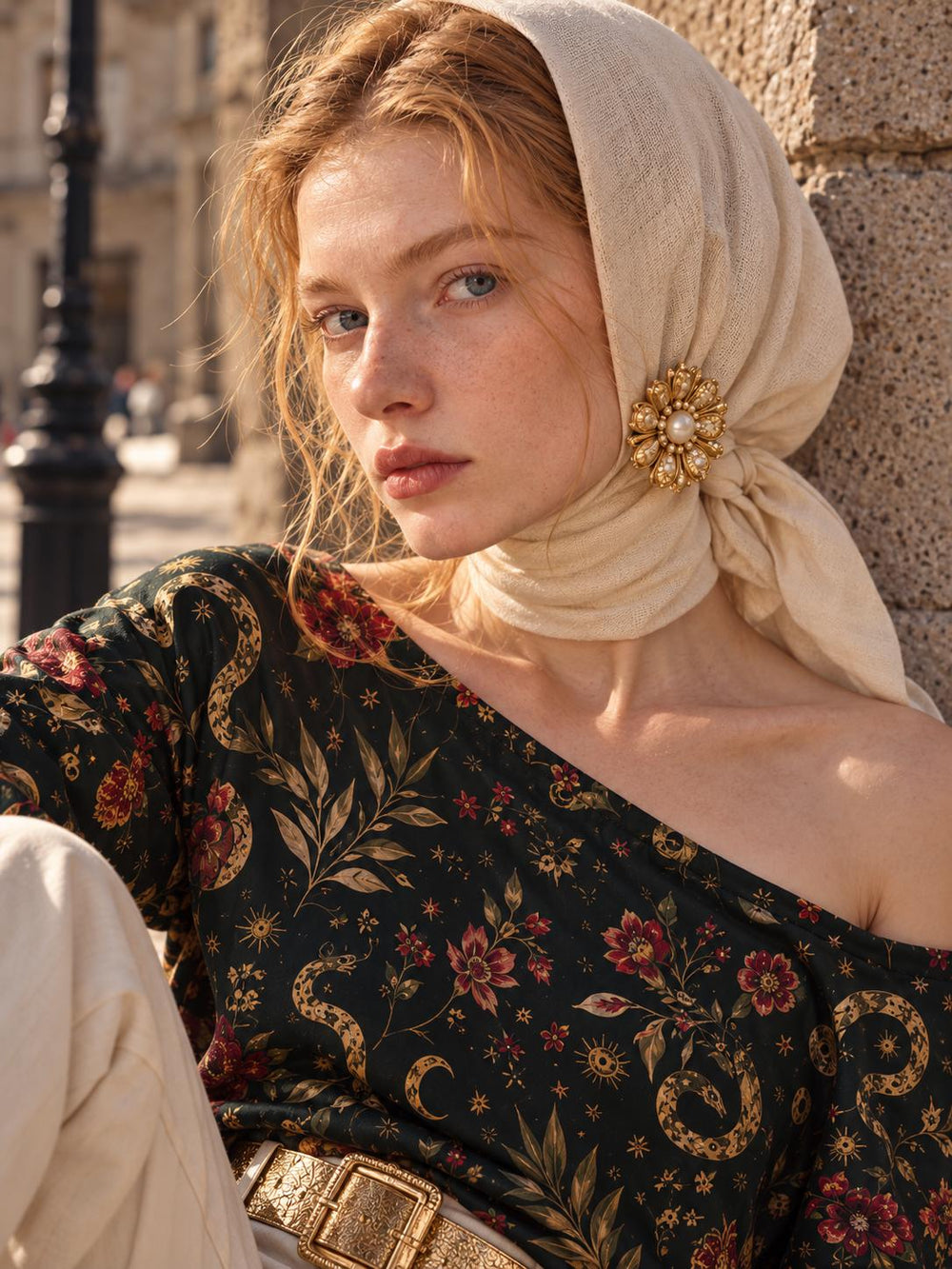 ByZaynCo Dark Vintage Floral Off Shoulder Sweatshirt – view 1