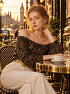 ByZaynCo Dark Vintage Floral Off Shoulder Sweatshirt – view 3