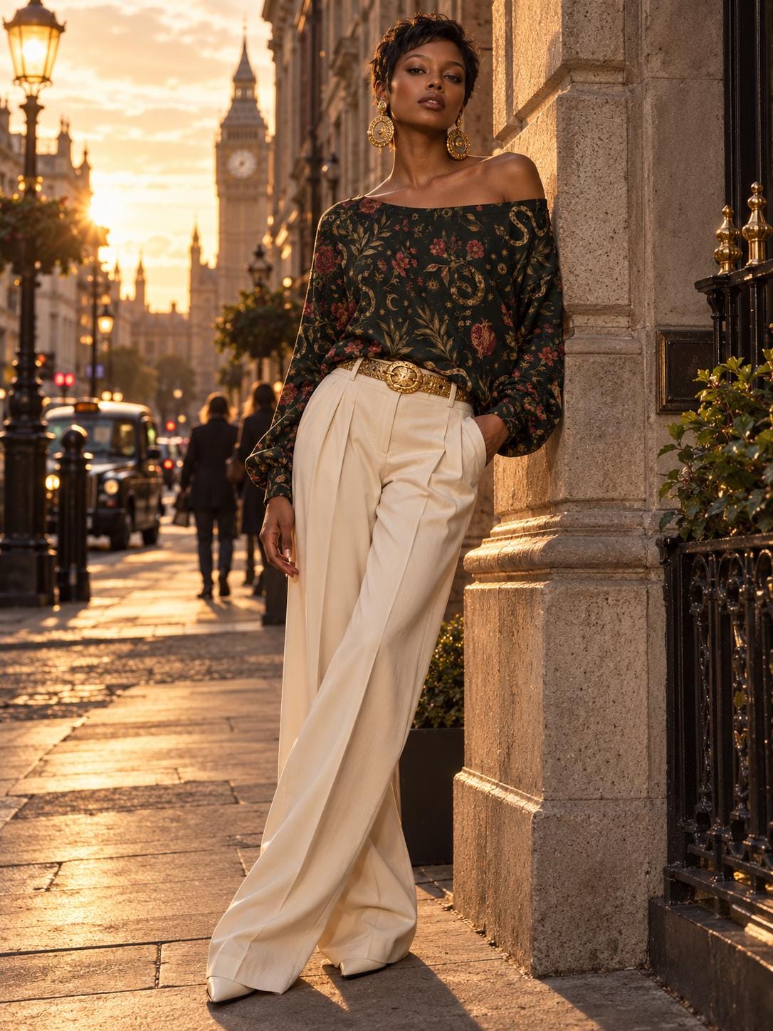ByZaynCo Dark Vintage Floral Off Shoulder Sweatshirt – view 6