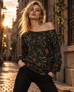 ByZaynCo Dark Vintage Floral Off Shoulder Sweatshirt – view 7