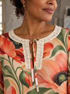Terracotta Floral Blouse, Poppy Print Vintage Inspired Long Sleeve Top – ByZaynCo product photo 3