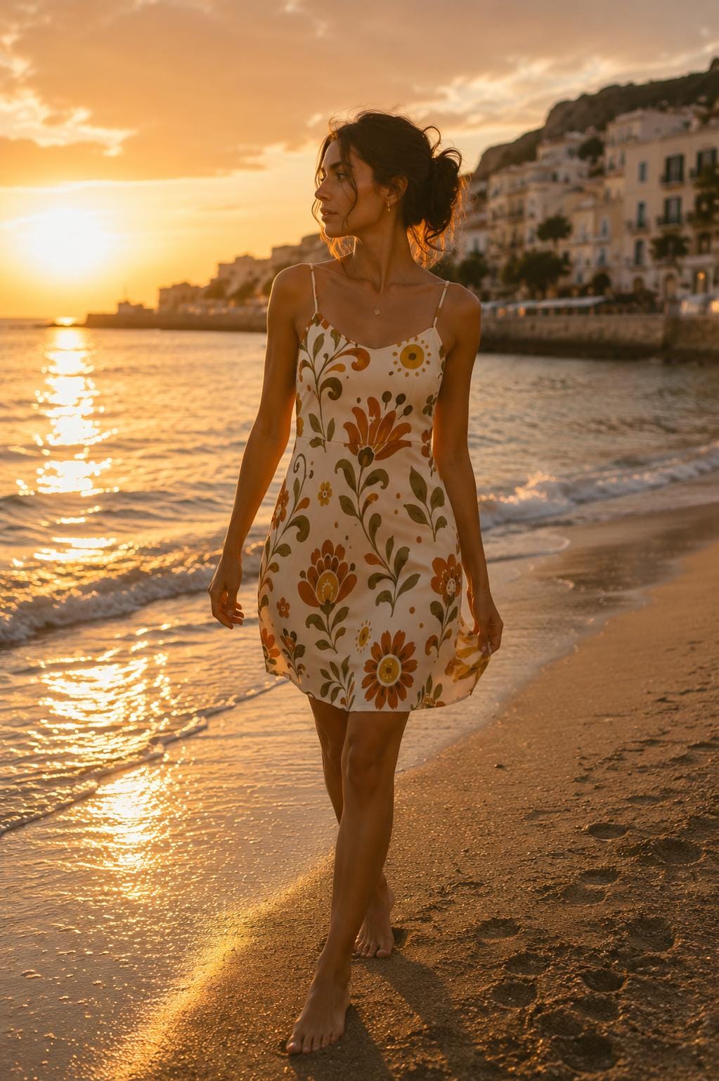 Retro Floral Slip Mini Dress | 70s Boho Vacation Dress