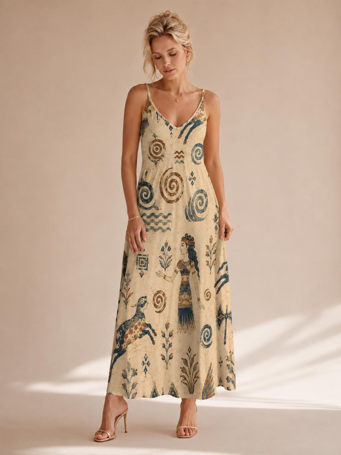 Greek Goddess Maxi Dress | Minoan Tribal Coastal Resort Dress