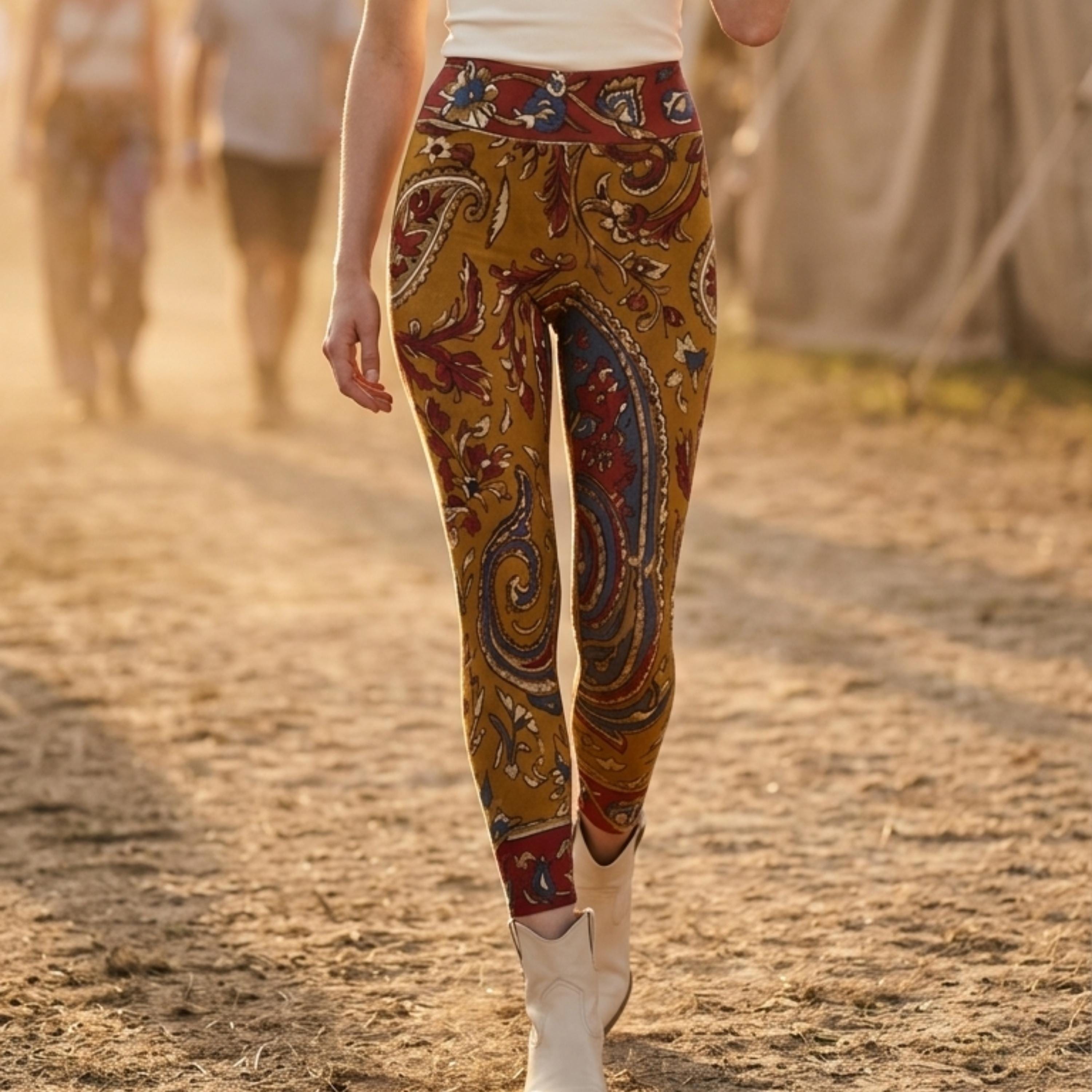 Boho Paisley Leggings | High Waist Festival Yoga Pants