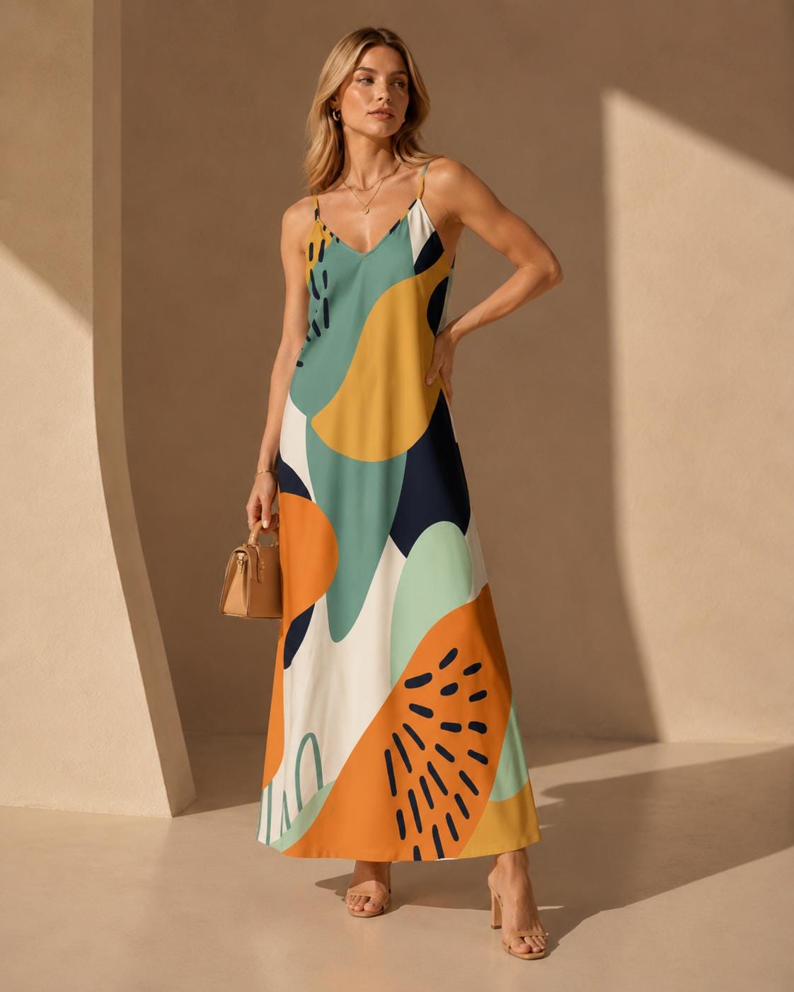 Abstract Art Boho Maxi Dress | Resort Vacation Sundress