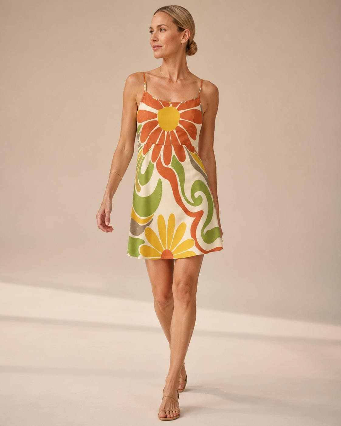 Retro Daisy Cami Mini Dress | 70s Floral Resort Sundress