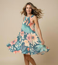 Botanical Floral A-Line Dress | Sleeveless Summer Dress with Pockets
