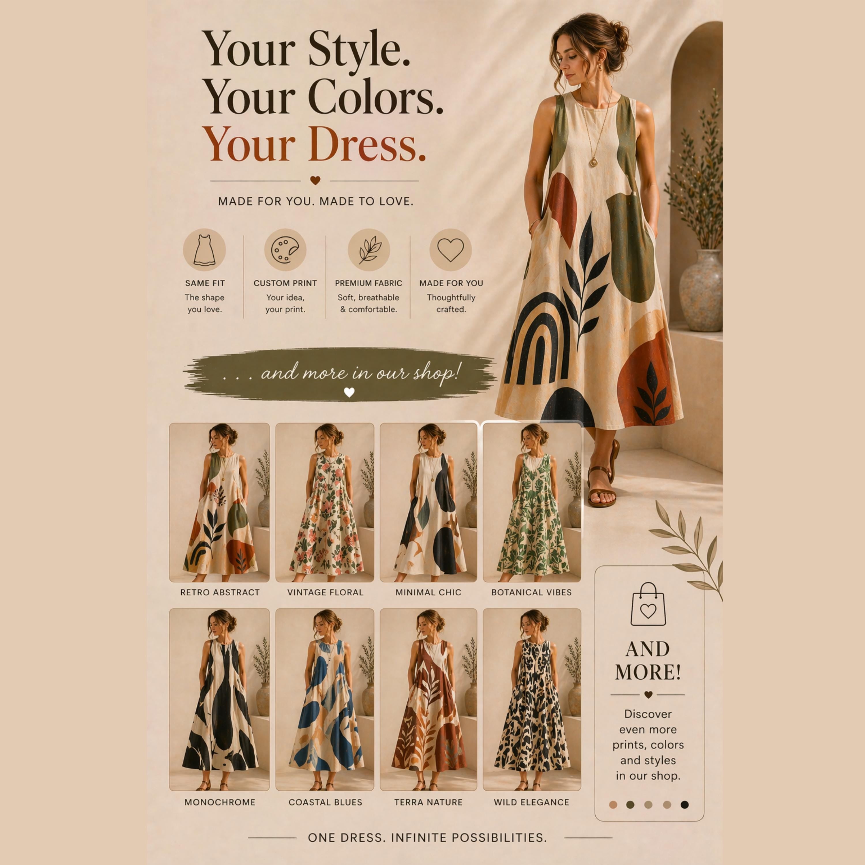 Custom A-Line Midi Dress | Design Your Own Personalized Dress