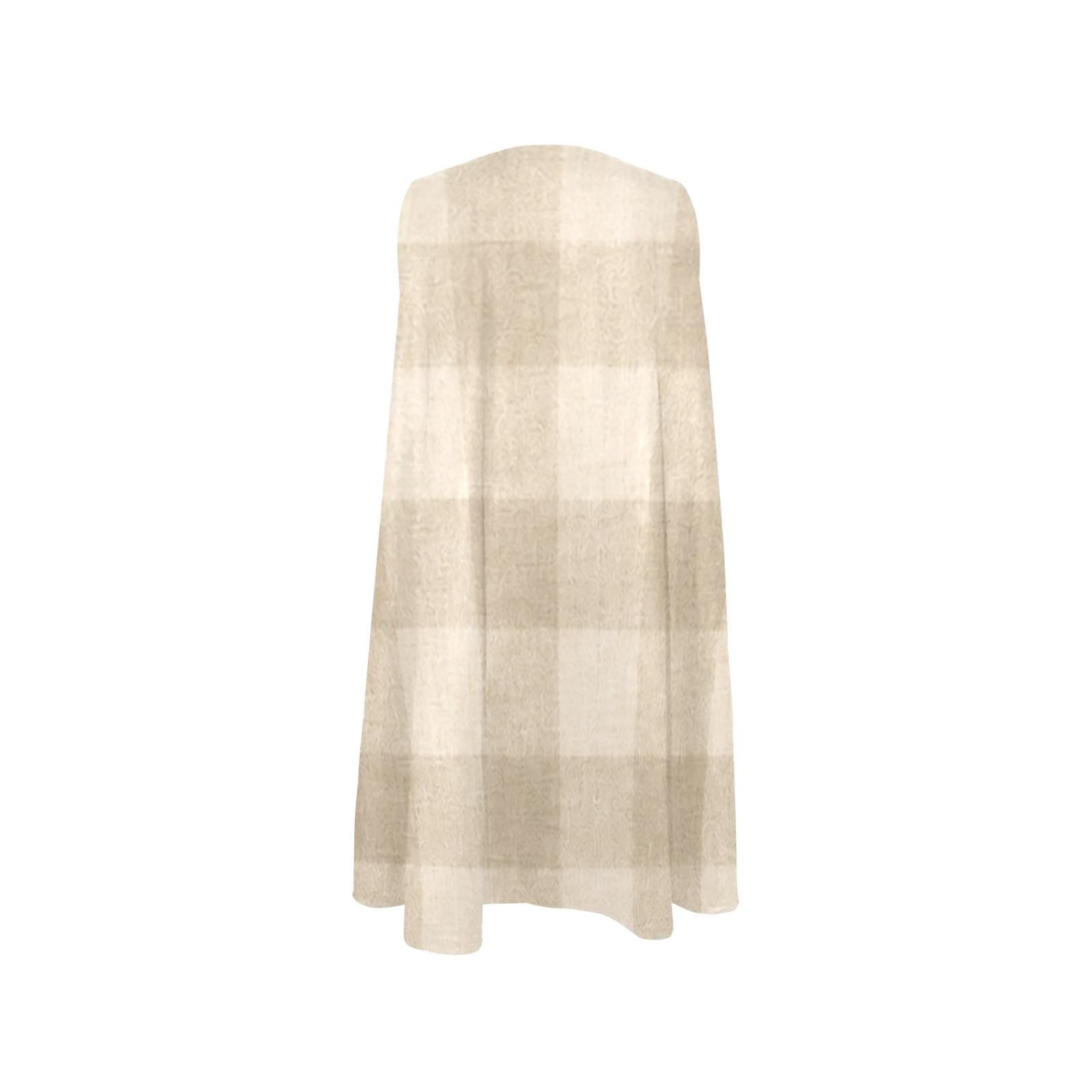 Scandinavian Gingham Resort Dress | Beige Coastal A-Line Pocket Dress