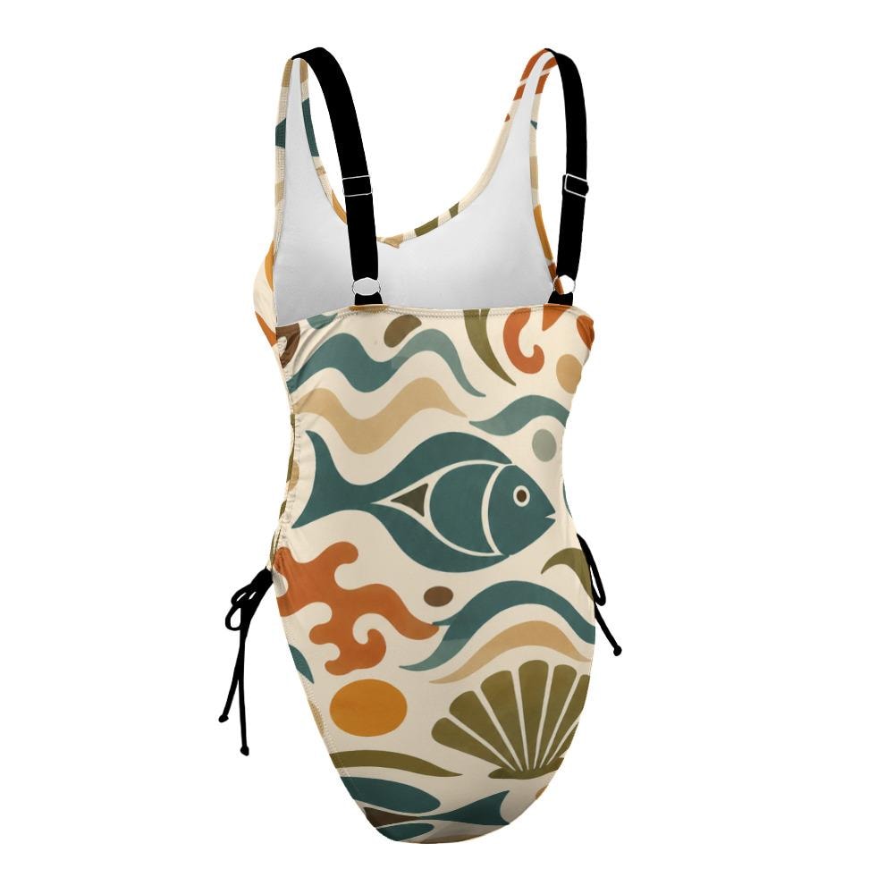 Mediterranean Fish One-Piece Swimsuit | Retro Coastal Swimwear