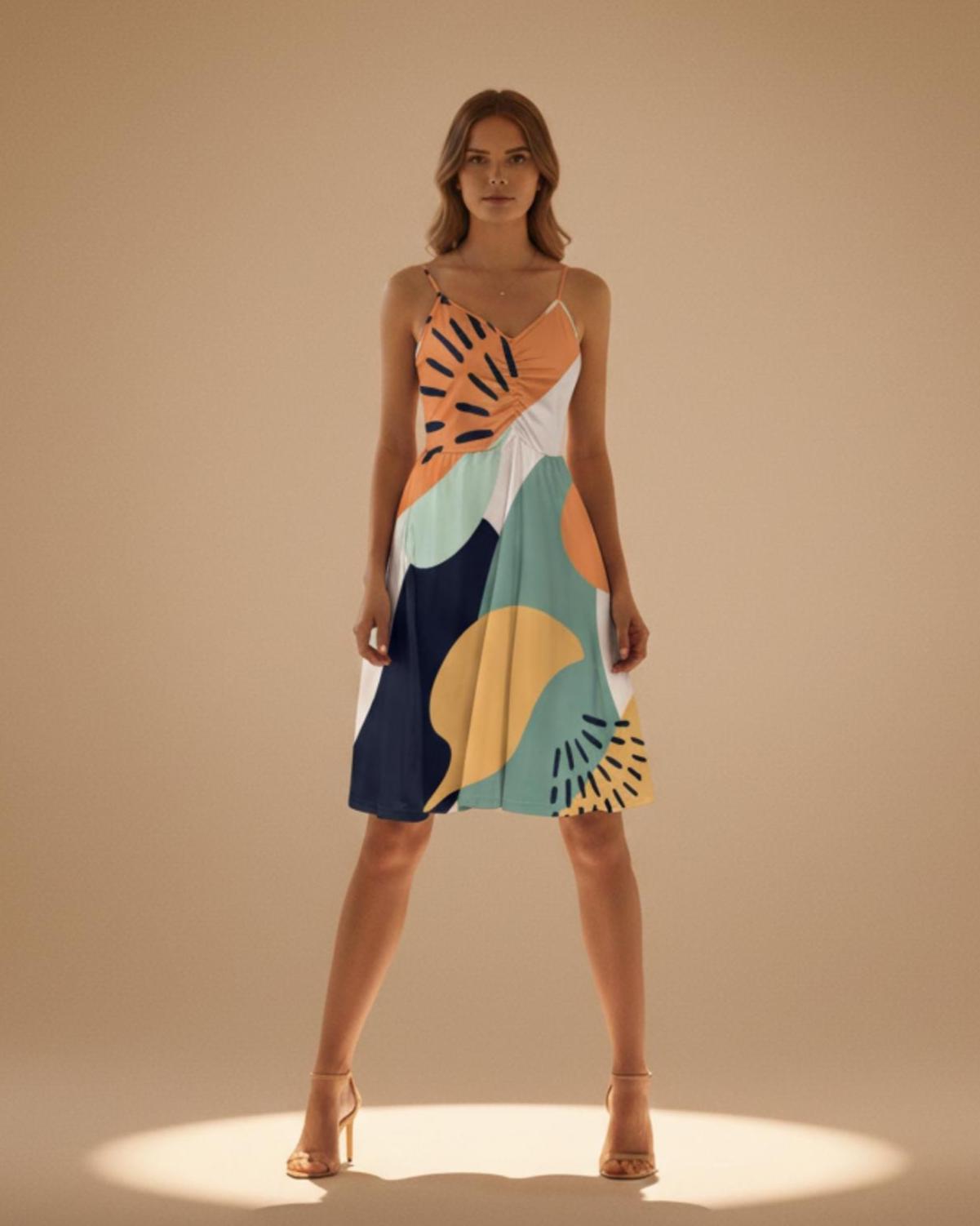 Pop Art Midi Dress | Colorful Resort Vacation Dress