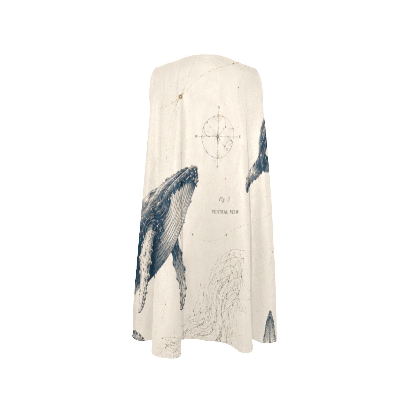 Whale Print A-Line Dress | Coastal Marine Pocket Mini Dress