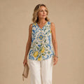 Mediterranean Lemon V-Neck Top | Amalfi Sleeveless Blouse