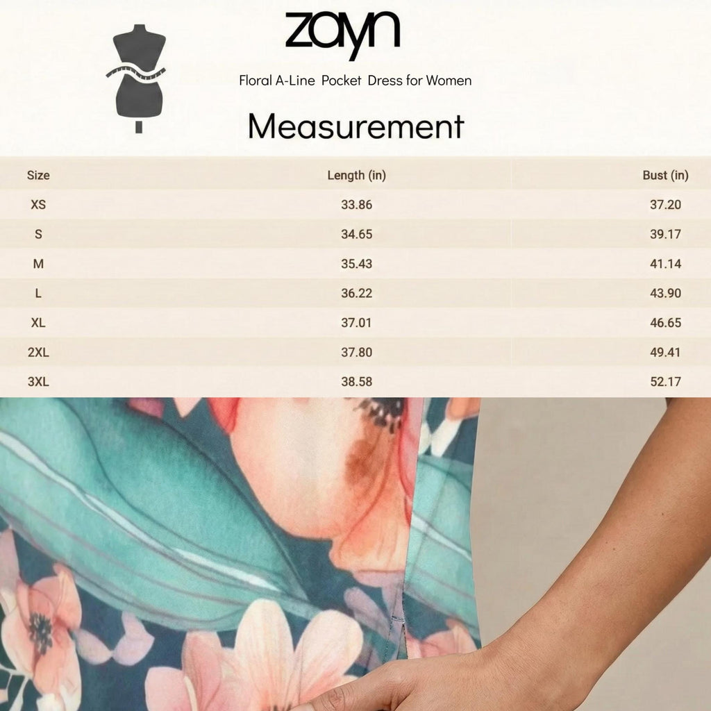 Botanical Floral A-Line Dress | Sleeveless Summer Dress with Pockets