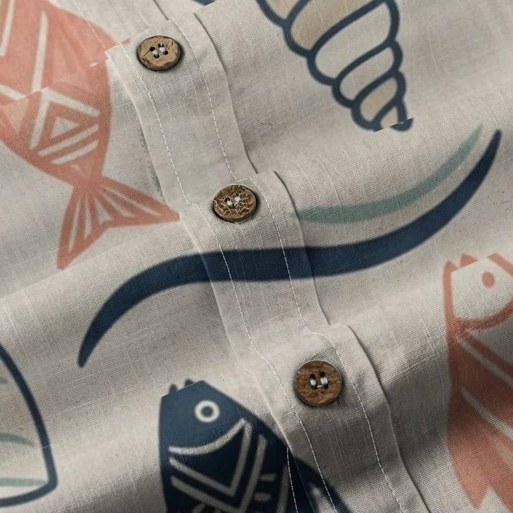 Men’s Coastal Fish Shirt | Mediterranean Matching Vacation Shirt