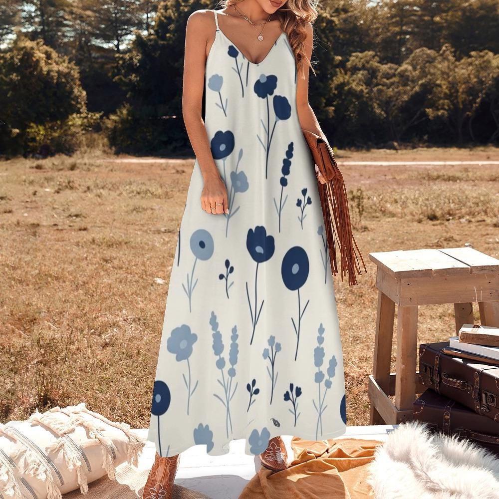 Floral A-Line Maxi Dress | Relaxed Sleeveless Vacation Dress