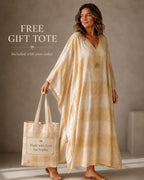 Beige Plaid Kaftan Dress | Oversized Resort Cover-Up