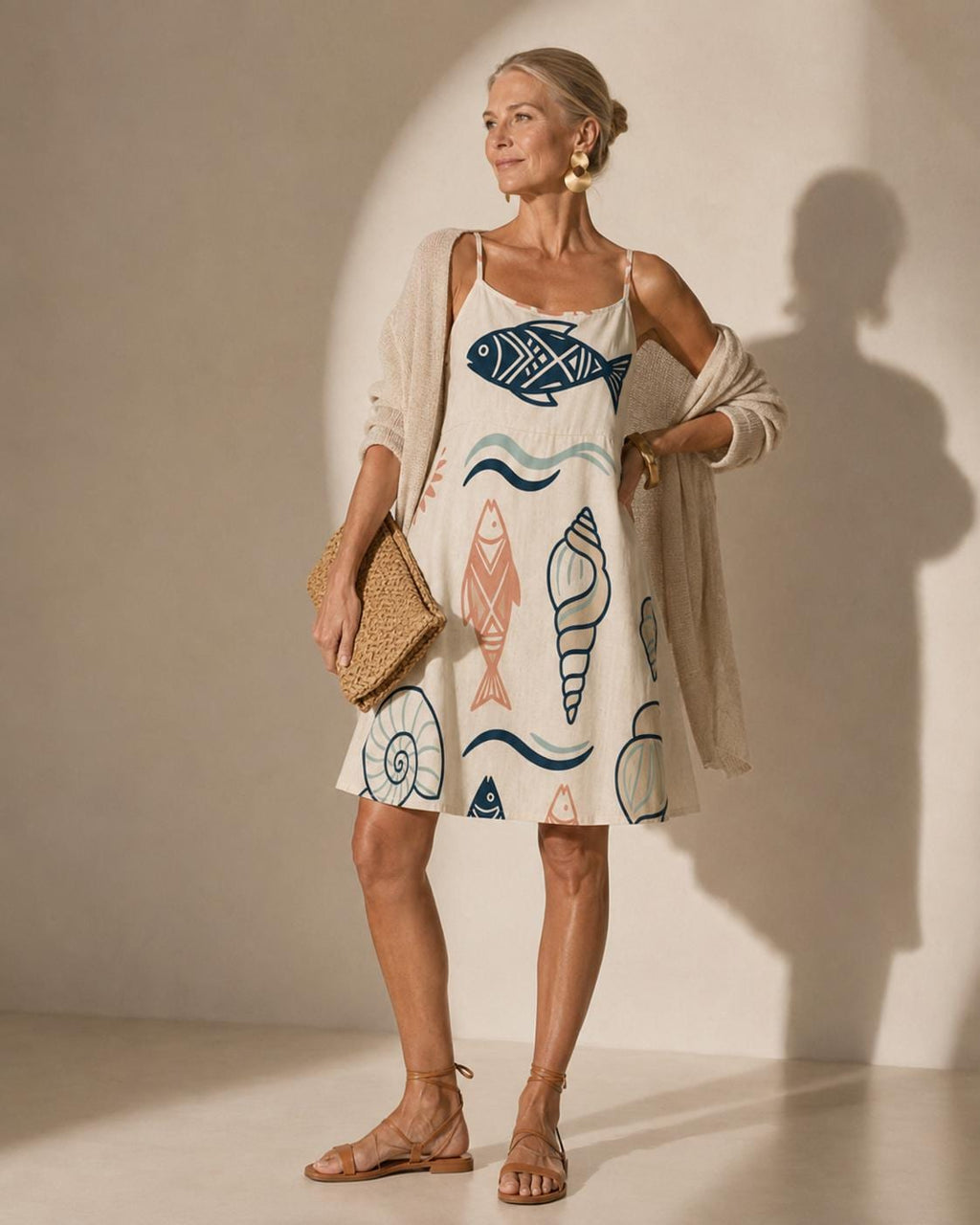 Coastal Fish Mini Dress | Mediterranean Boutique Vacation Dress
