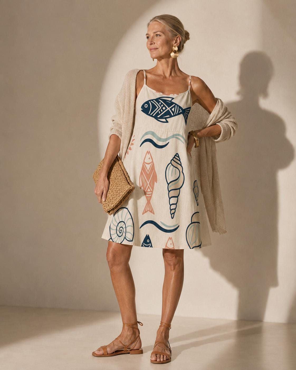 Coastal Fish Mini Dress | Mediterranean Boutique Vacation Dress