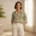 Baroque Print Button-Down Shirt | Unisex Vintage Statement Top