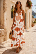 Mediterranean Fish Maxi Dress | Coastal Beach Dinner Sundress