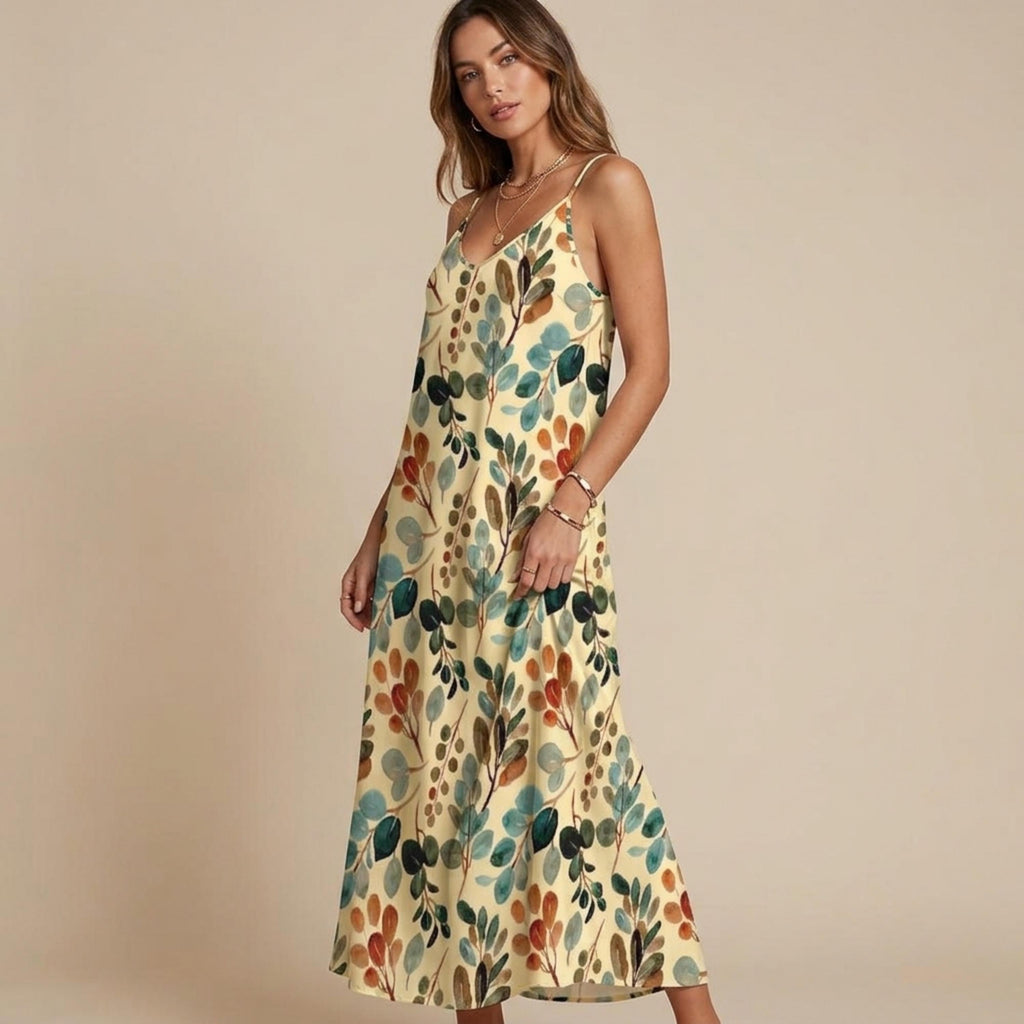 Floral Sling Maxi Dress | Sleeveless Boho Vacation Dress