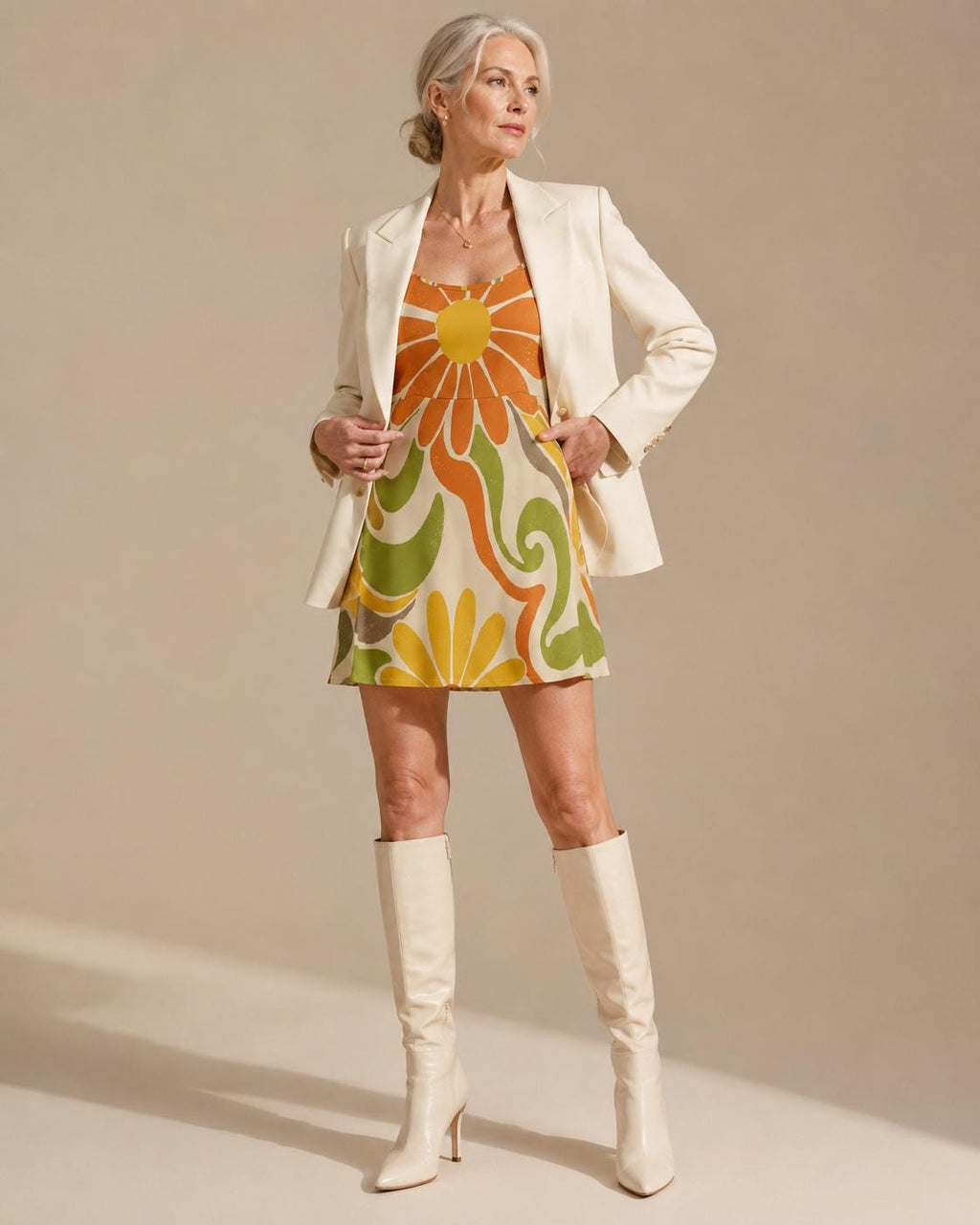 Retro Daisy Cami Mini Dress | 70s Floral Resort Sundress