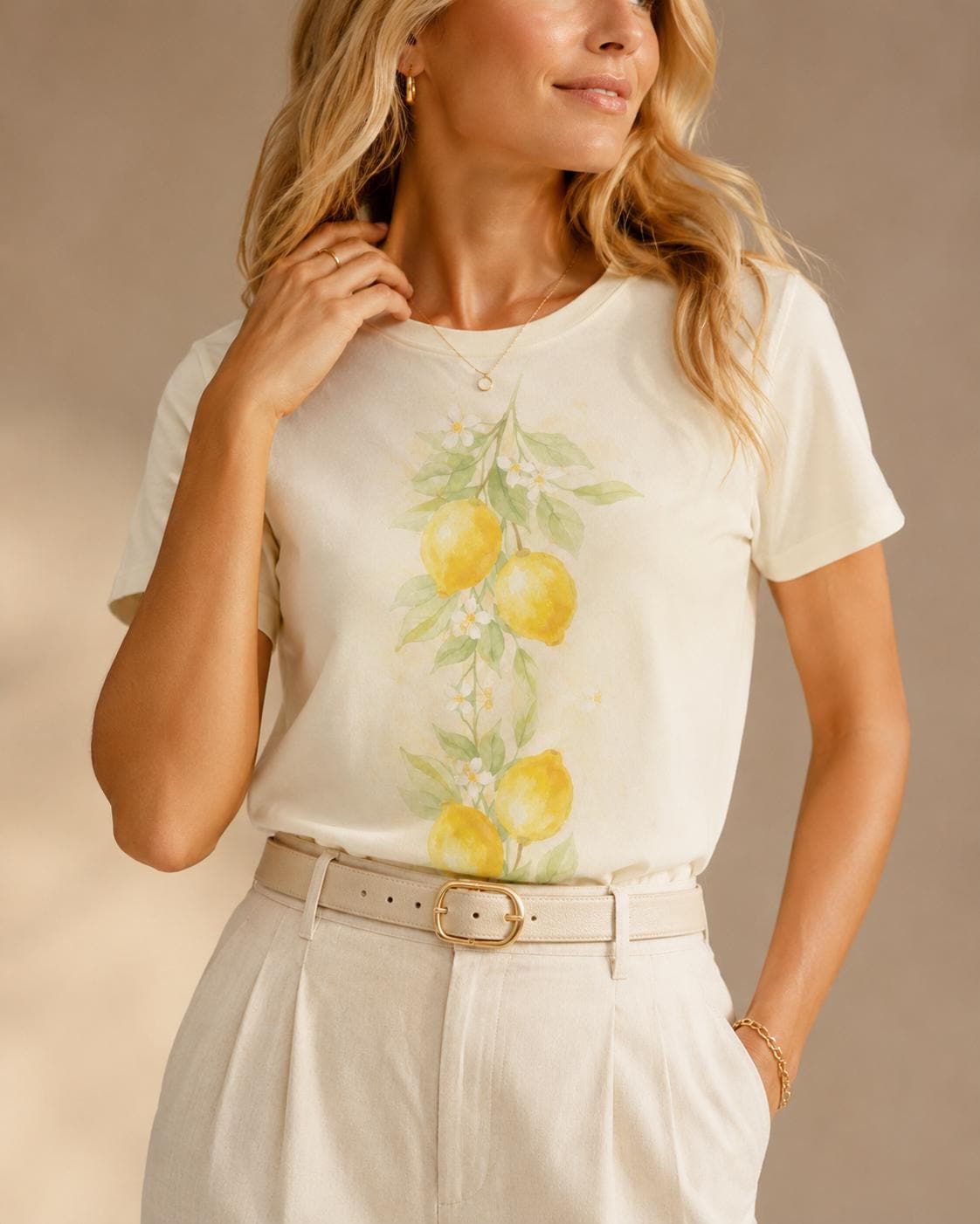 Watercolor Lemon Cotton T-Shirt | Amalfi Mediterranean Summer Tee