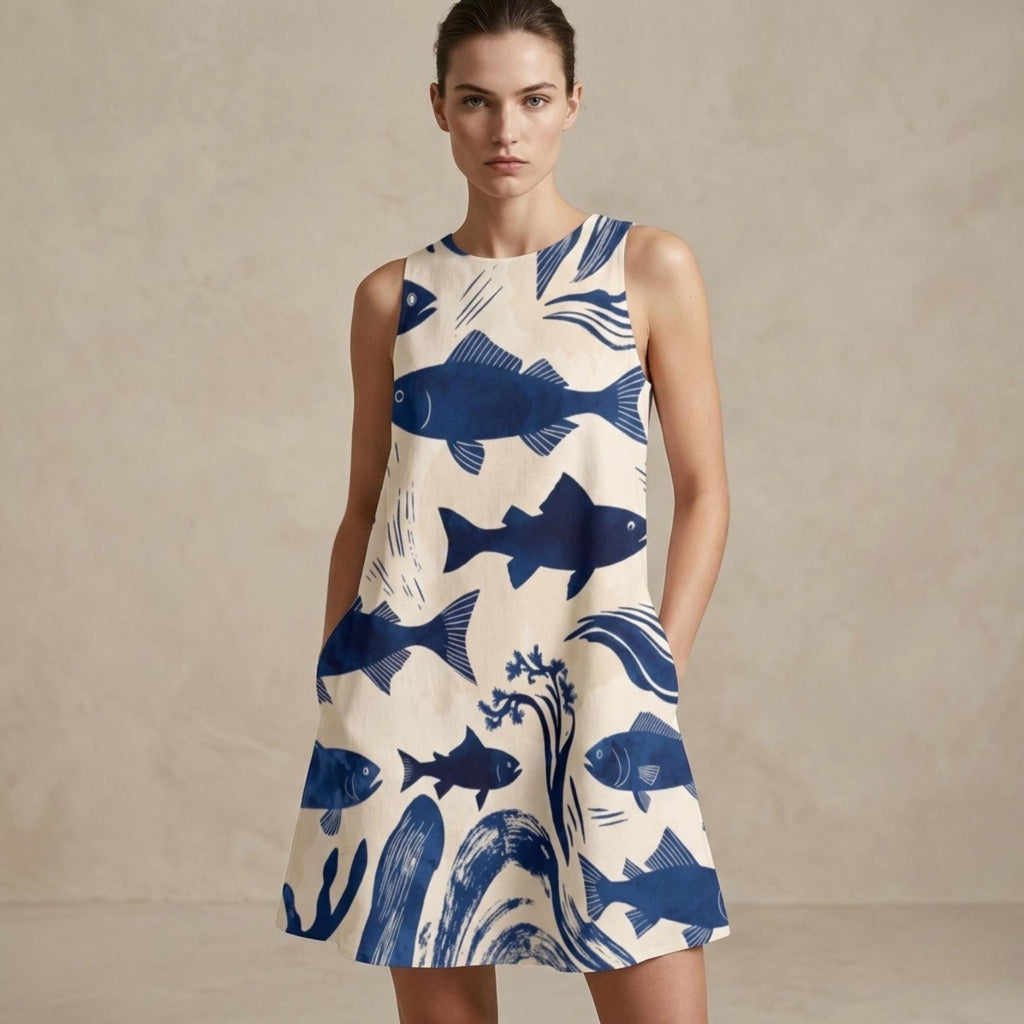 Custom A-Line Mini Dress | Personalized Print Summer Dress