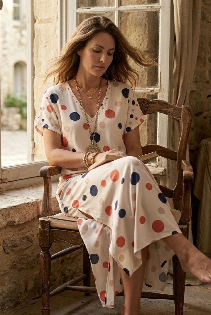 French Riviera Polka Dot Maxi Dress | Coastal V-Neck Resort Dress
