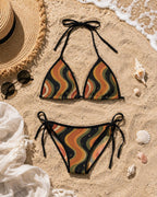 Retro Wave Halter Bikini Set | 70s Tie-Side Resort Swimwear