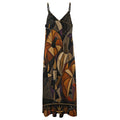 Gothic Symbolic Slip Maxi Dress | Dark Art Spaghetti Strap Dress