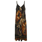 Gothic Symbolic Slip Maxi Dress | Dark Art Spaghetti Strap Dress