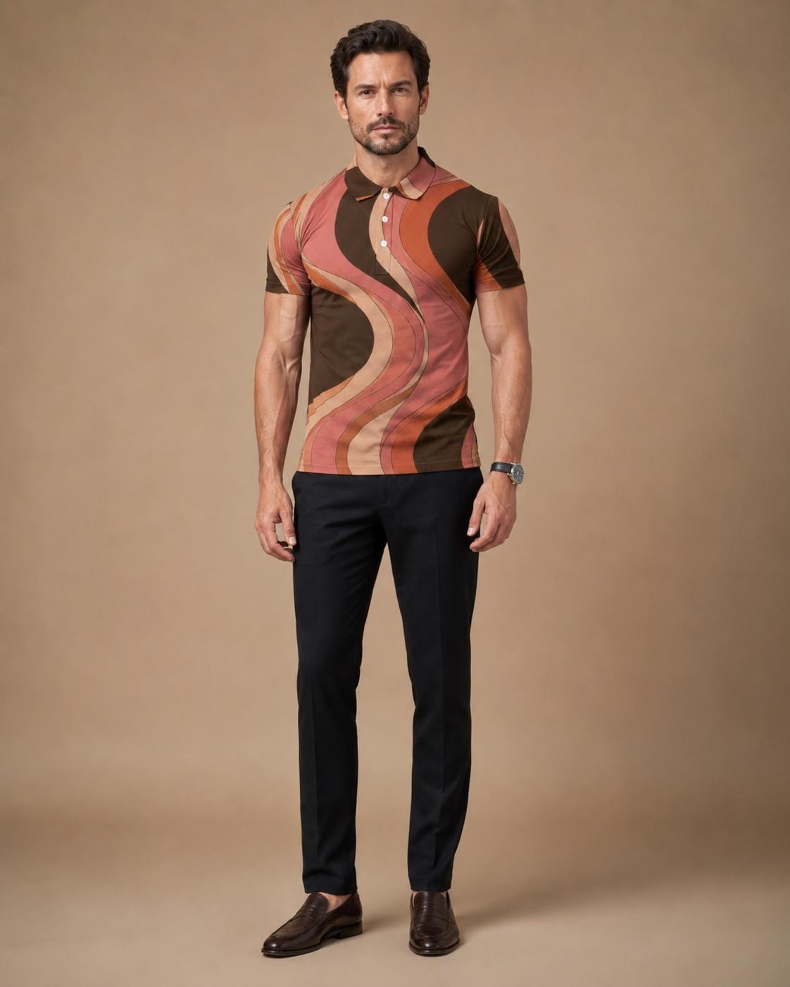 Men’s 70s Geometric Polo Shirt | Retro Resort Golf Polo