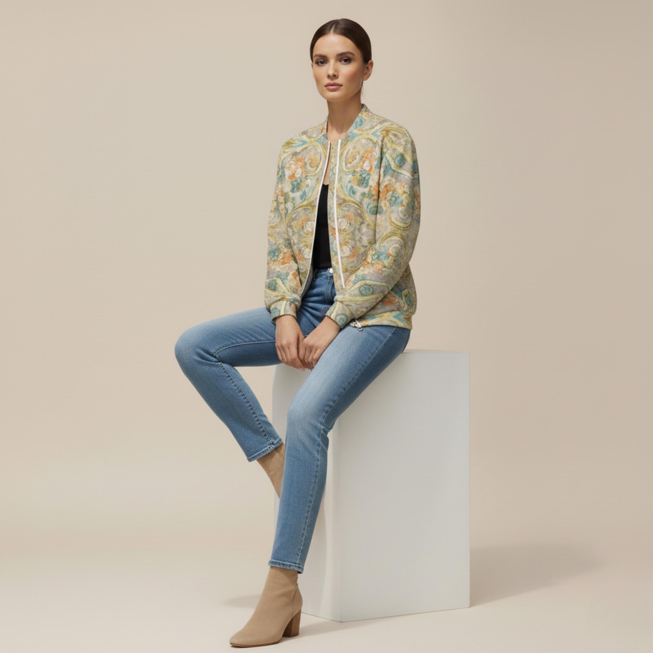 Floral Bomber Jacket | Boho Lightweight Spring Statement Jacket