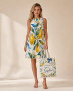 Watercolor Lemon A-Line Dress | Amalfi Pocket Vacation Dress