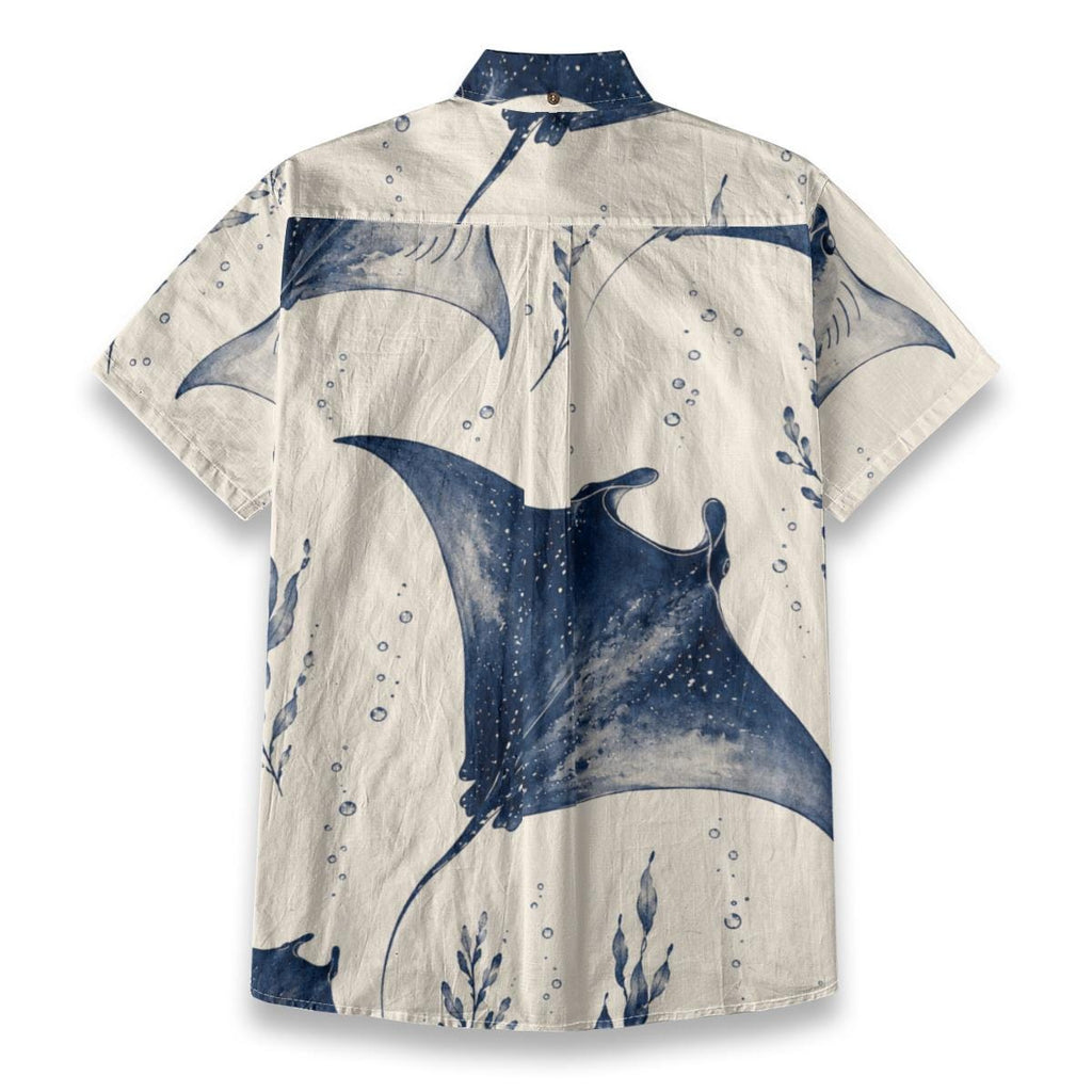 Men’s Manta Ray Cotton Shirt | Coastal Marine Resort Shirt
