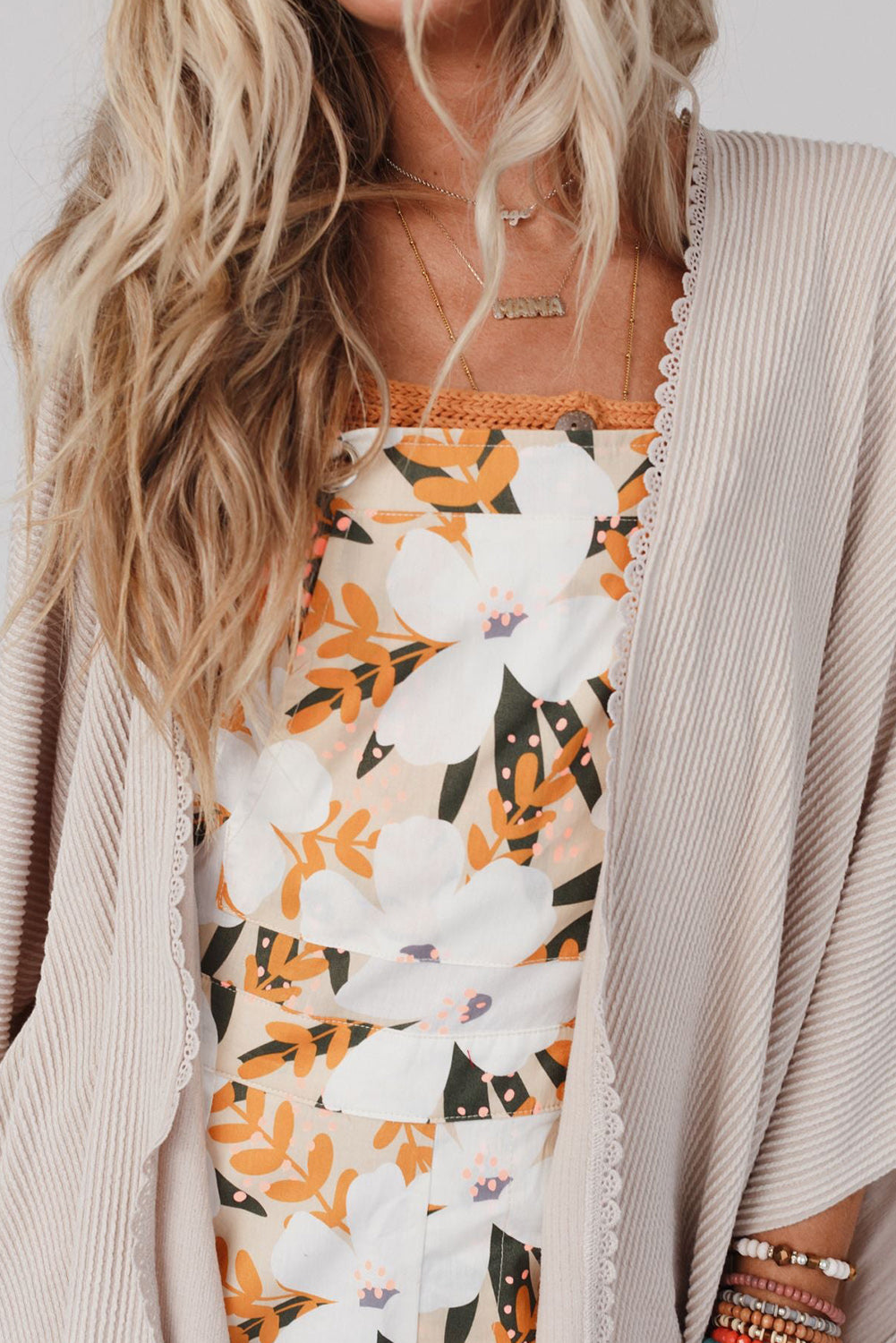 Women's Lace-Trim Ribbed Kimono Cardigan – Black or Apricot