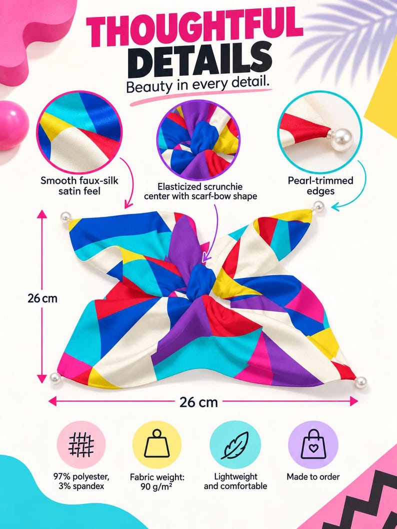 Colorful Geometric Bow Scrunchie - hero view